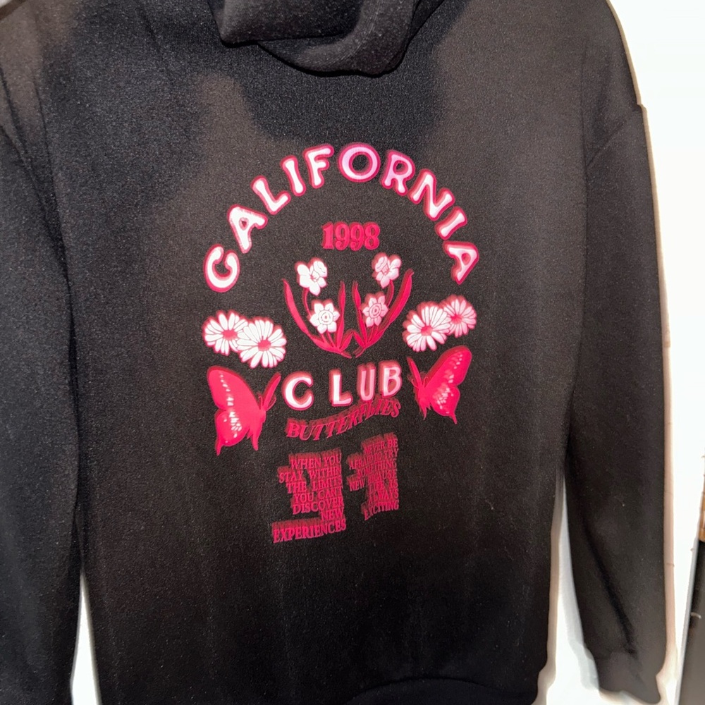 Black Hoodie with Pink California Club Design